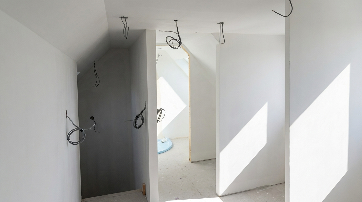 First fix rewire with cabling run to ceiling and wall points